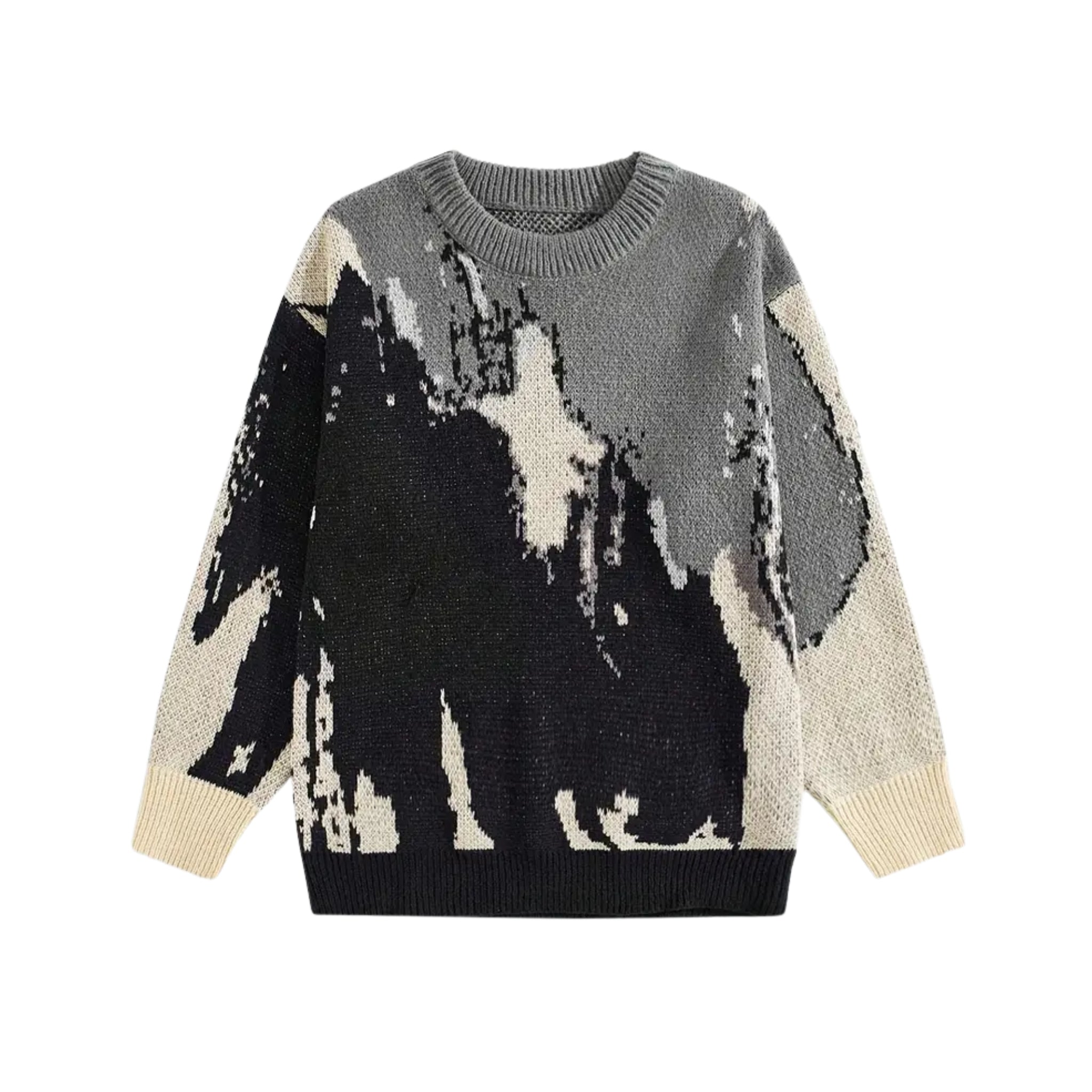 RIN Gestrickter Pullover: Lässiger Aquarell-Print, Leicht, Gemütlich, Vielseitig Tragbar