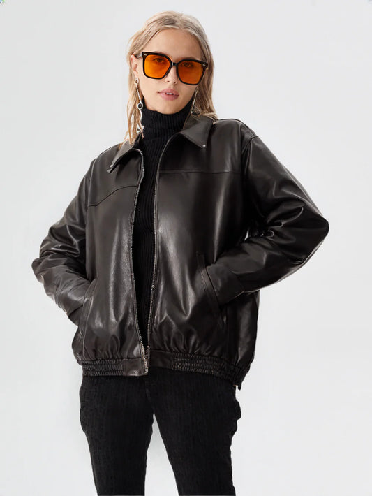 Cris oversized Lederjacke