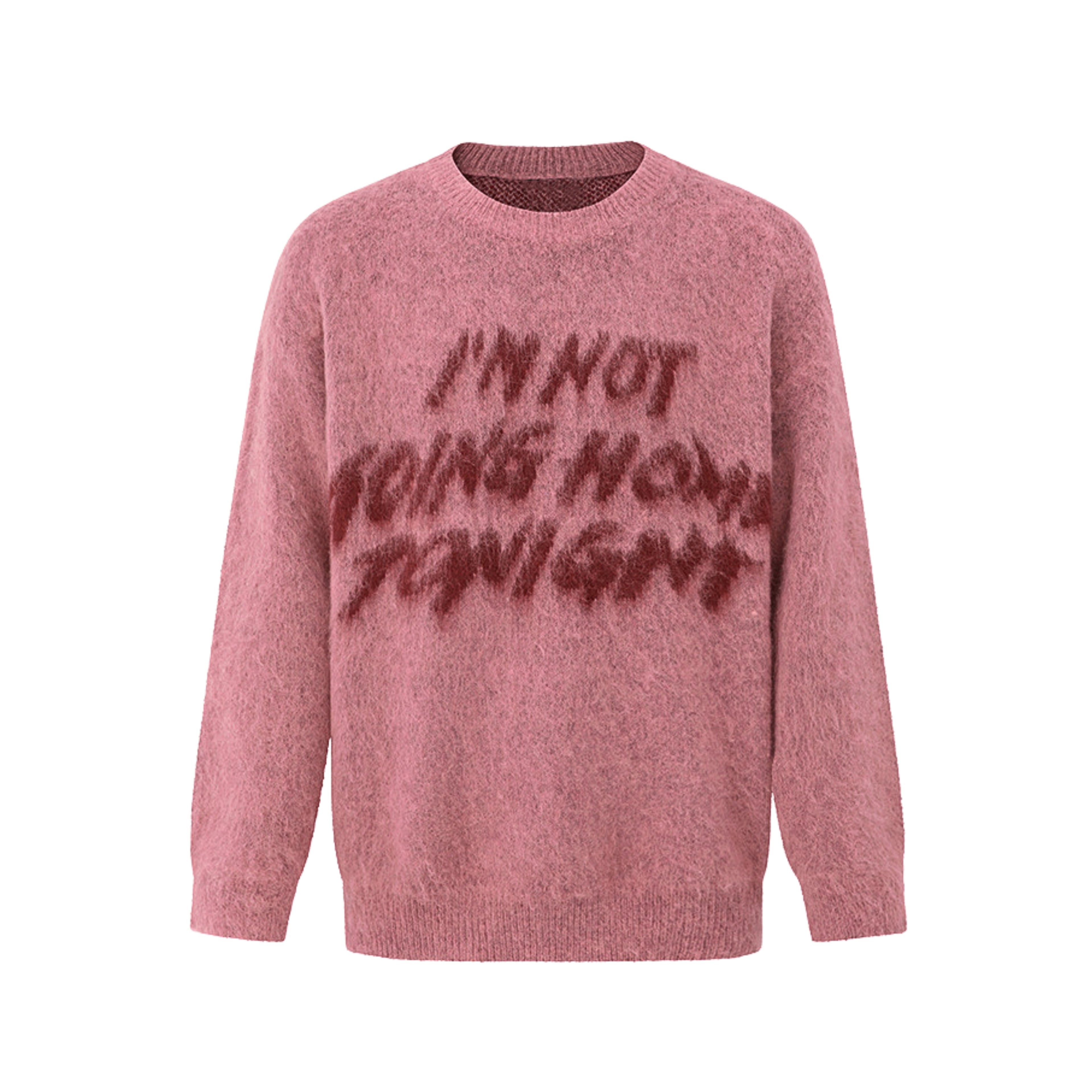 Kuscheliger Statement-Pullover: Weicher Strick, "Not Going Home Tonight" Spruch, lässiger Komfort