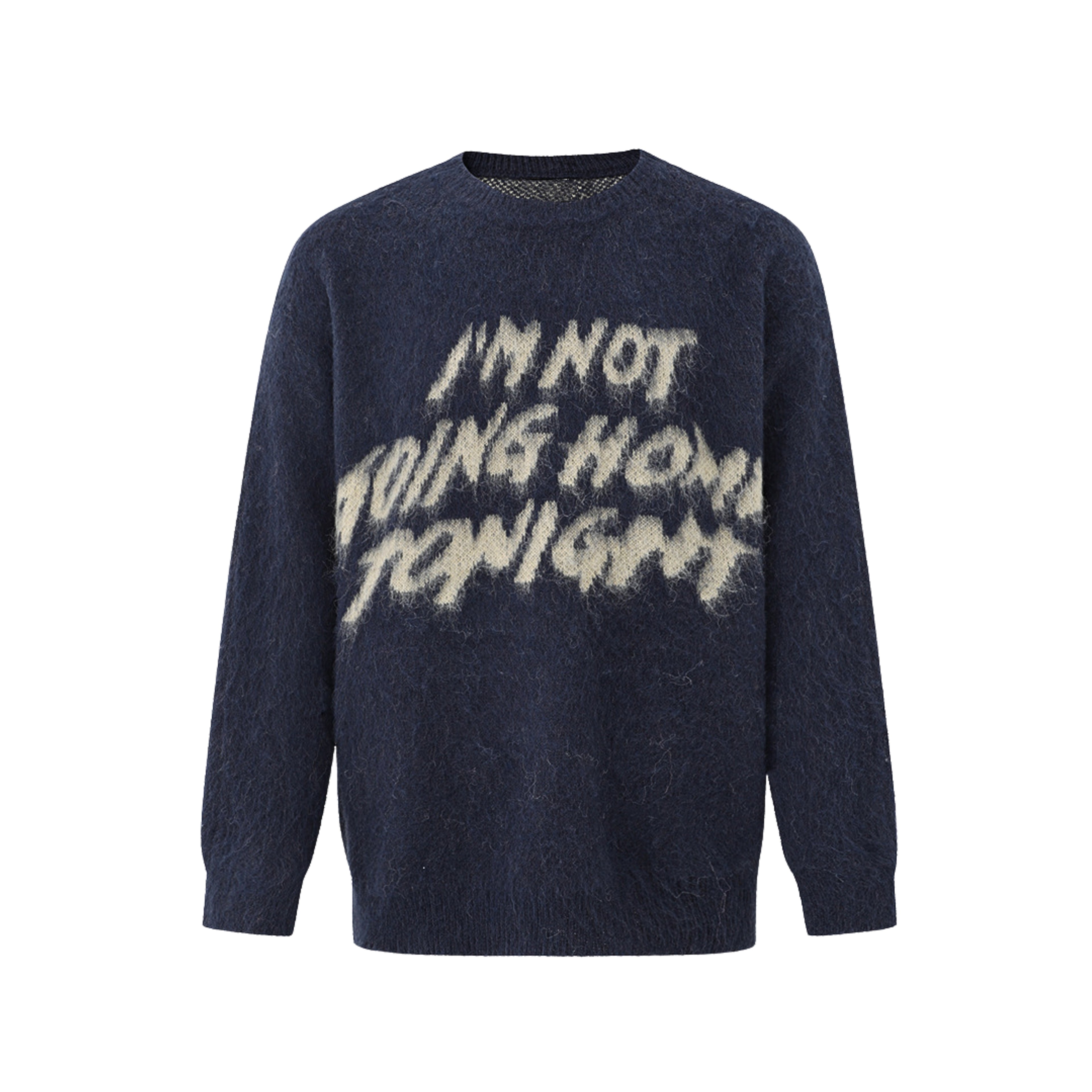 Kuscheliger Statement-Pullover: Weicher Strick, "Not Going Home Tonight" Spruch, lässiger Komfort