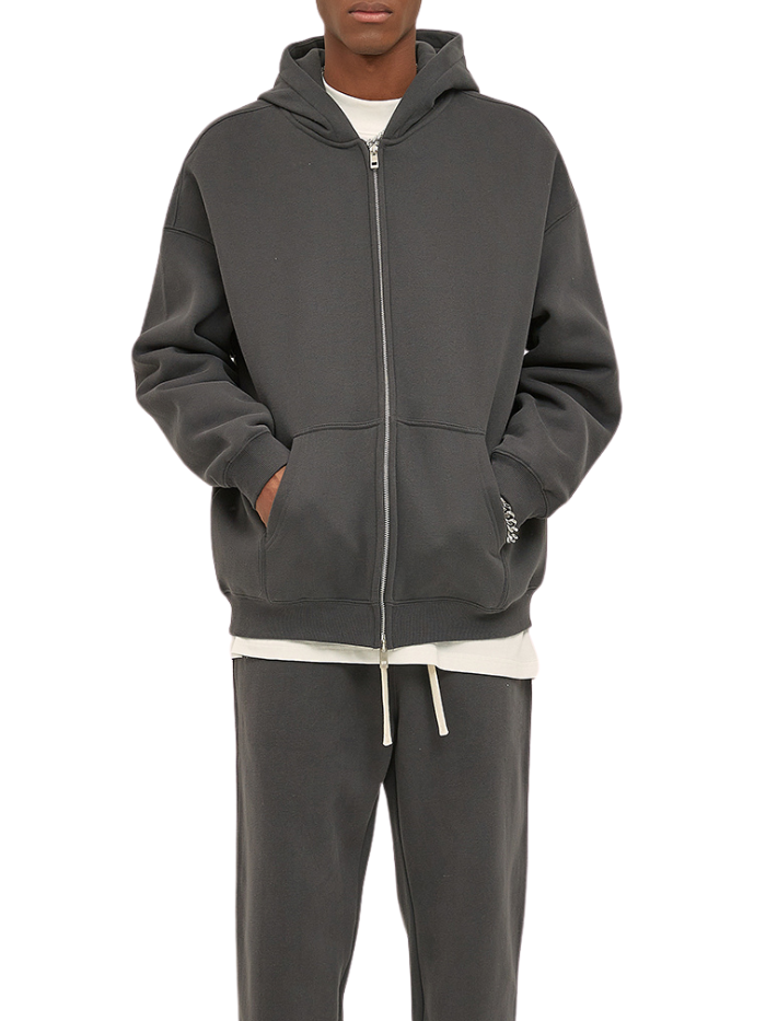 FIVELEAFS Hochwertiger Zip Hoodie – Bequemer Boxy Fit Baumwoll-Reißverschluss-Hoodie