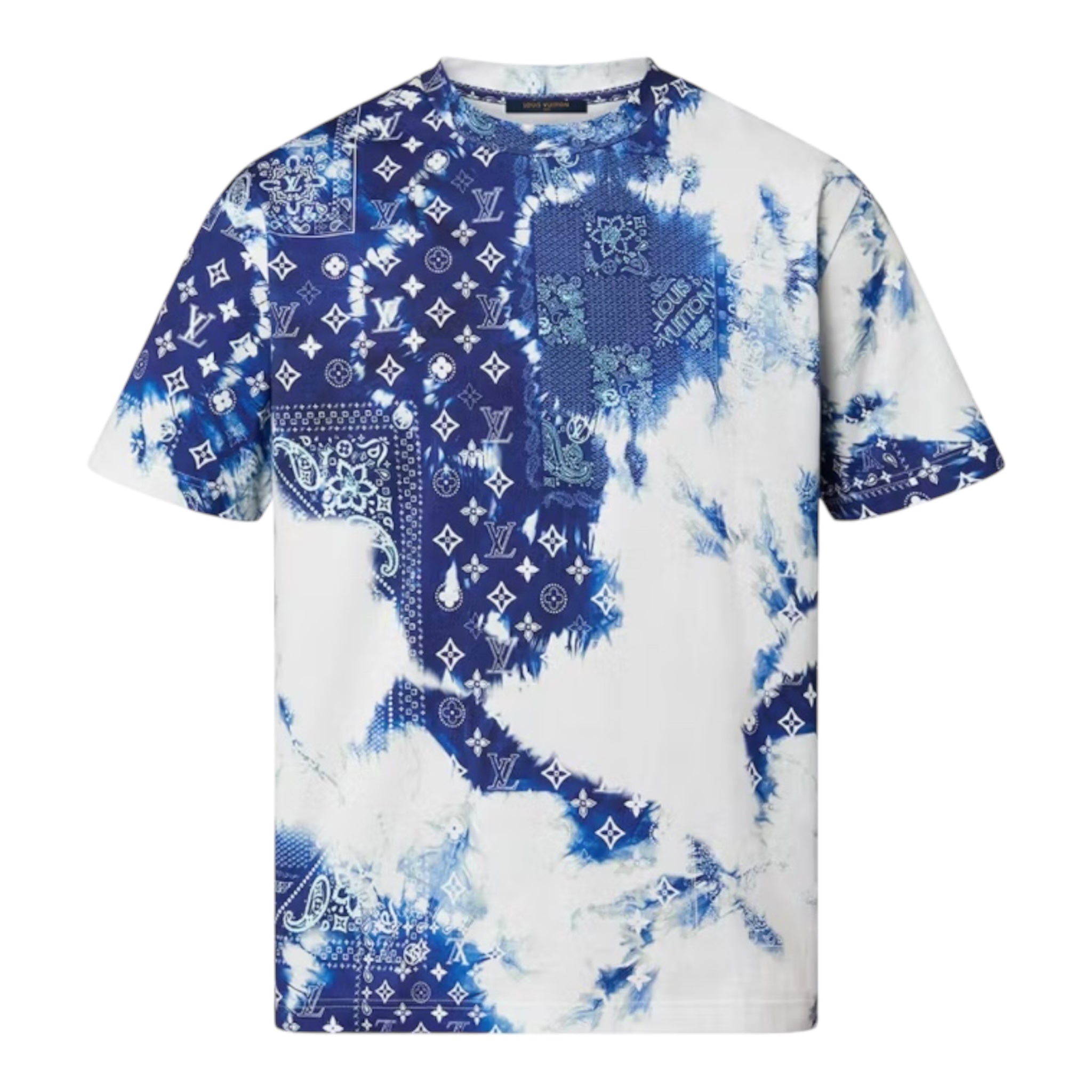 Stilvolles Blaues „LV“-Design T-Shirt für Herren – Bequeme Baumwolle, Kurzarm