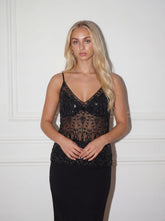 Léa embellished Top schwarz