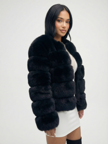 Aléor Beverly Pelzjacke Luxuriöse kuschelige Damenjacke für kalte Winter Tage