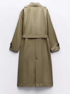 Eleganter Damen Trenchcoat Lang Klassisch: Vielseitiger Übergangs Mantel mit Gürtel