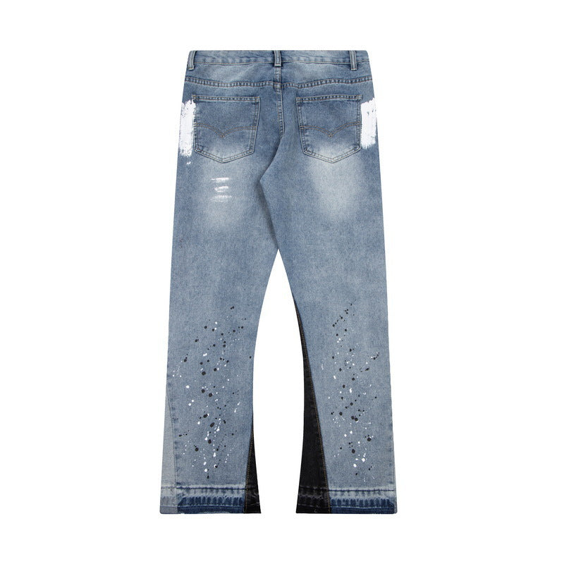 LYSARO Ausgestellte Distressed Jeans mit Farbsprenkeln – Entspannter Vintage-Look