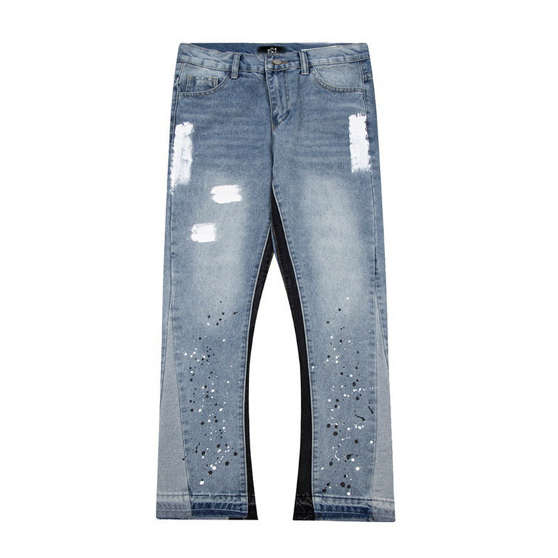 LYSARO Ausgestellte Distressed Jeans mit Farbsprenkeln – Entspannter Vintage-Look