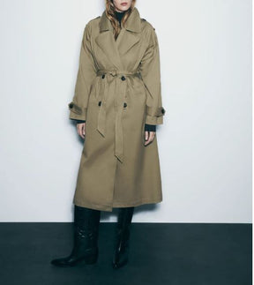 Eleganter Damen Trenchcoat Lang Klassisch: Vielseitiger Übergangs Mantel mit Gürtel